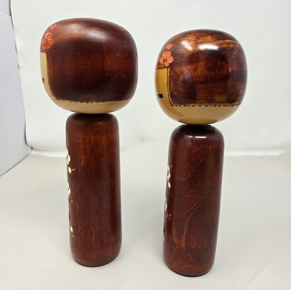 Kokeshi Doll Set Of 2 Masayoshi Yamagishi Vintage Handmade-Painted Award Win Art - Picture 2 of 12
